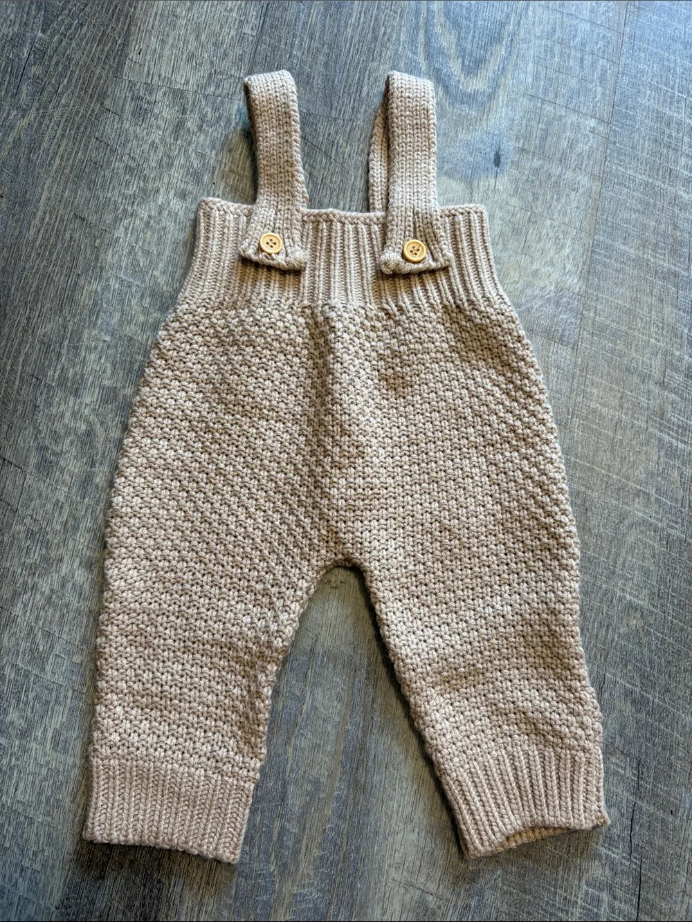 Knitted Suspender Pants for Kids - Beige